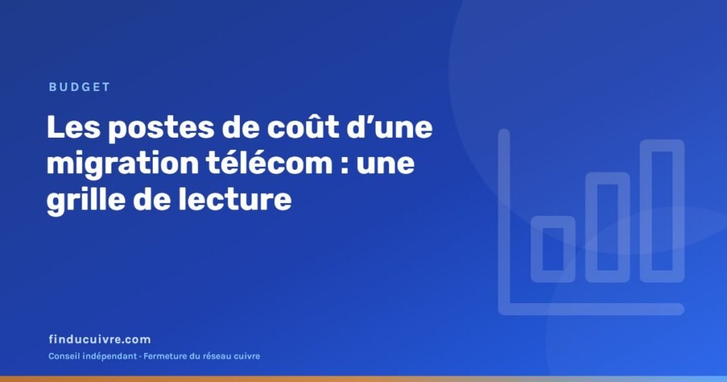 Illustration éditoriale — grille de lecture des postes de coût d'une migration