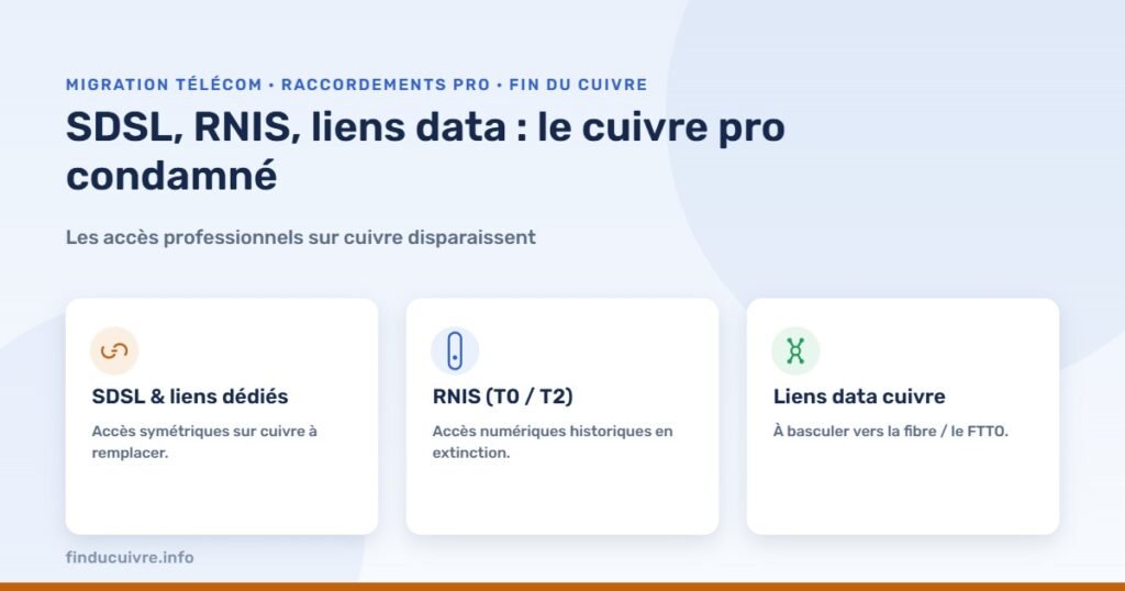 Infographie — SDSL, RNIS, liens data sur cuivre : les raccordements professionnels condamnés par la fin du cuivre