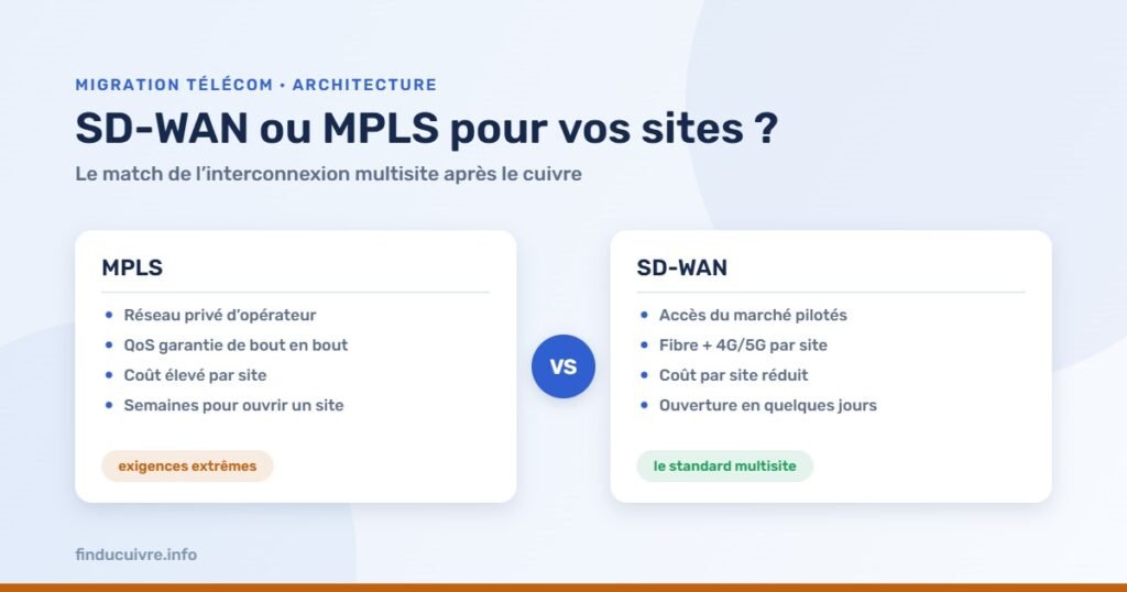Infographie — SD-WAN ou MPLS : le comparatif de l'interconnexion multisite après le cuivre