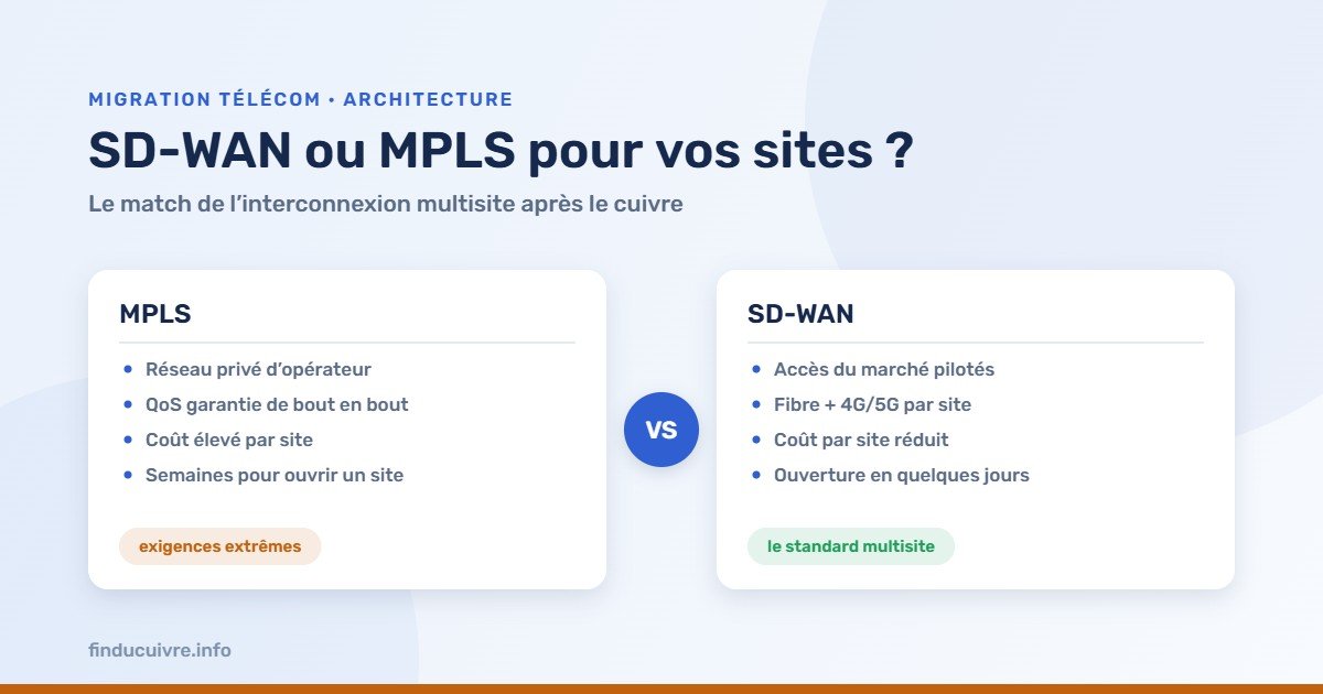 Infographie — SD-WAN ou MPLS : le comparatif de l'interconnexion multisite après le cuivre