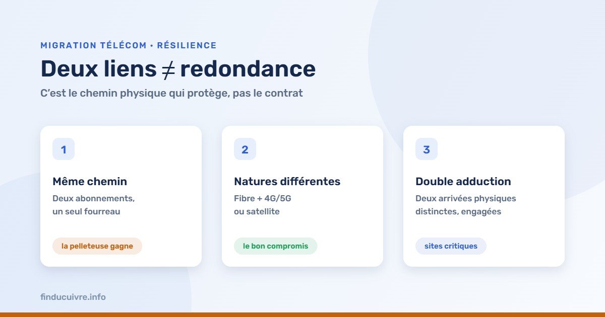 Infographie — Deux liens ne font pas une redondance : même chemin, natures différentes, double adduction