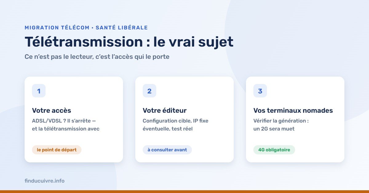 Infographie — Télétransmission : l'accès, l'éditeur, les terminaux nomades