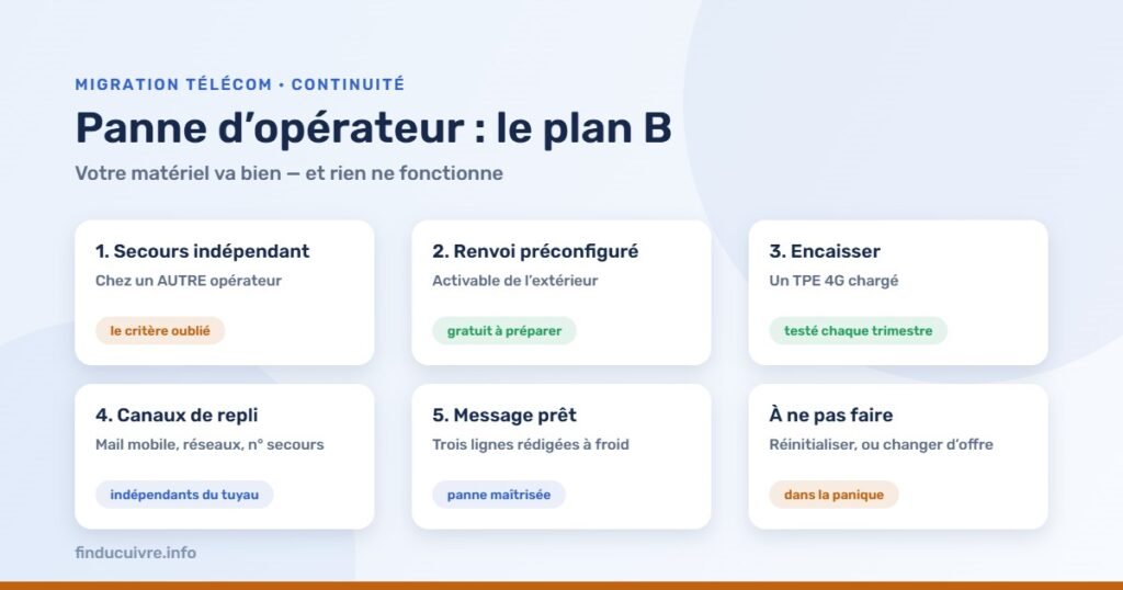 Infographie — Panne d'opérateur : les cinq mesures du plan B