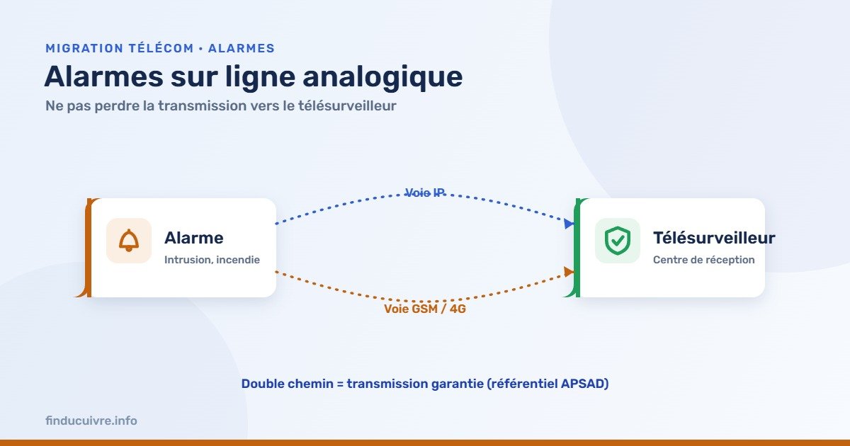 Infographie — Alarmes : double chemin de transmission IP et GSM vers le télésurveilleur