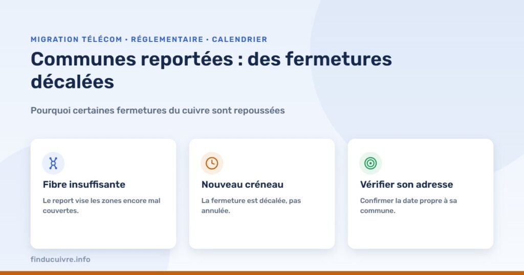 Infographie — Les 8 000 communes reportées : pourquoi certaines fermetures du cuivre sont décalées