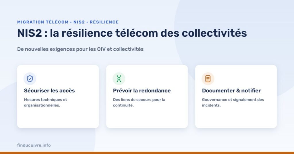 Infographie — NIS2 et résilience télécom : quelles exigences pour les OIV et collectivités après le cuivre ?