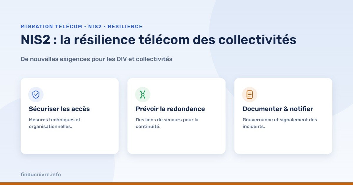 Infographie — NIS2 et résilience télécom des collectivités