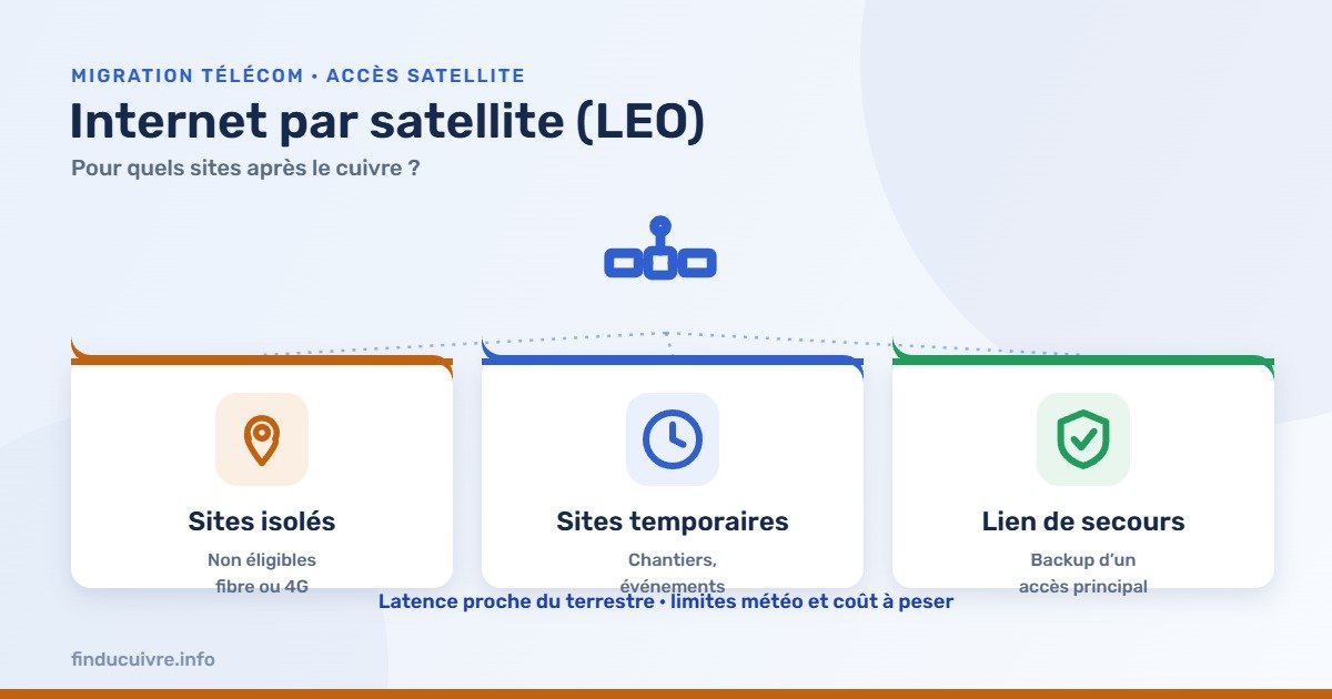 Infographie — Internet par satellite (LEO) pour les sites isolés, temporaires ou en secours