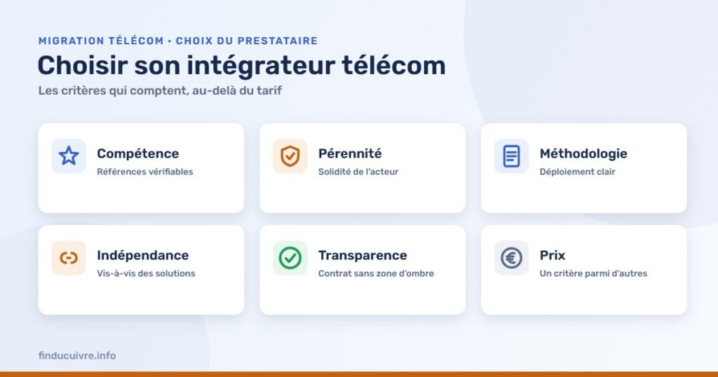 Infographie — Choisir son intégrateur télécom : les critères qui comptent